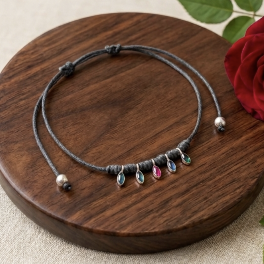 Marquis Cut Silver Anklet
